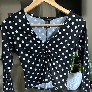 Forever 21 Women’s black and white polkadot crop top